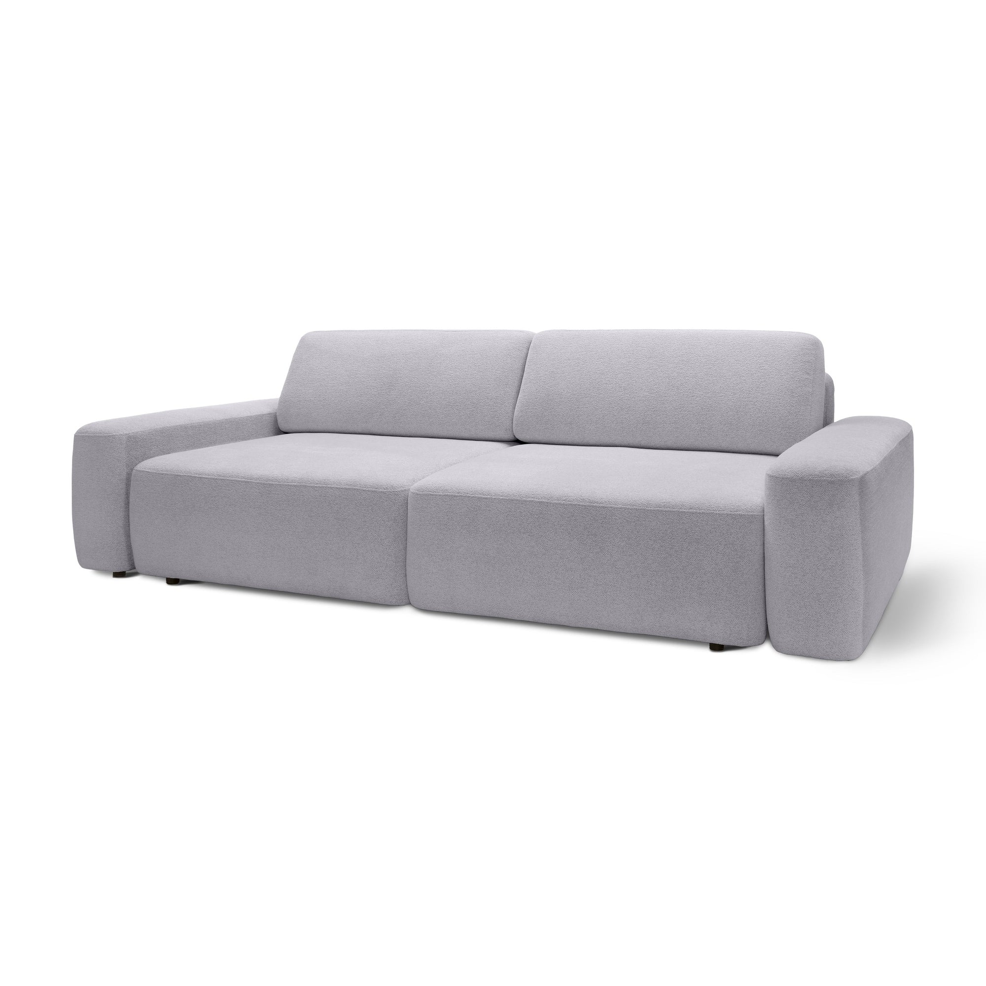 Sofa z funkcją spania 200x136 z pojemnikiem DL – bouclé Raven | Bamby Szary Opal (RAVEN 06)