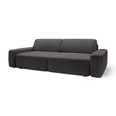 Sofa z funkcją spania 200x136 z pojemnikiem DL| Bamby Czarny Aksamit (RAVEN 07)
