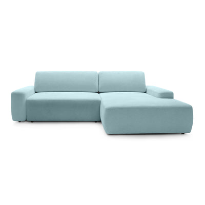 Narożnik z funkcją spania 3-osobowy 125x210 w stylu nowoczesnym | Bamby Prawostronny Porcelanowy Błękit (RAVEN 80)