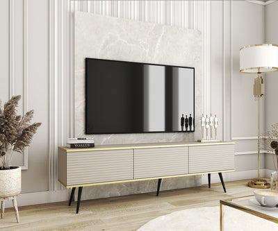 Szafka RTV 175x30 ze złotymi akcentami | Meva