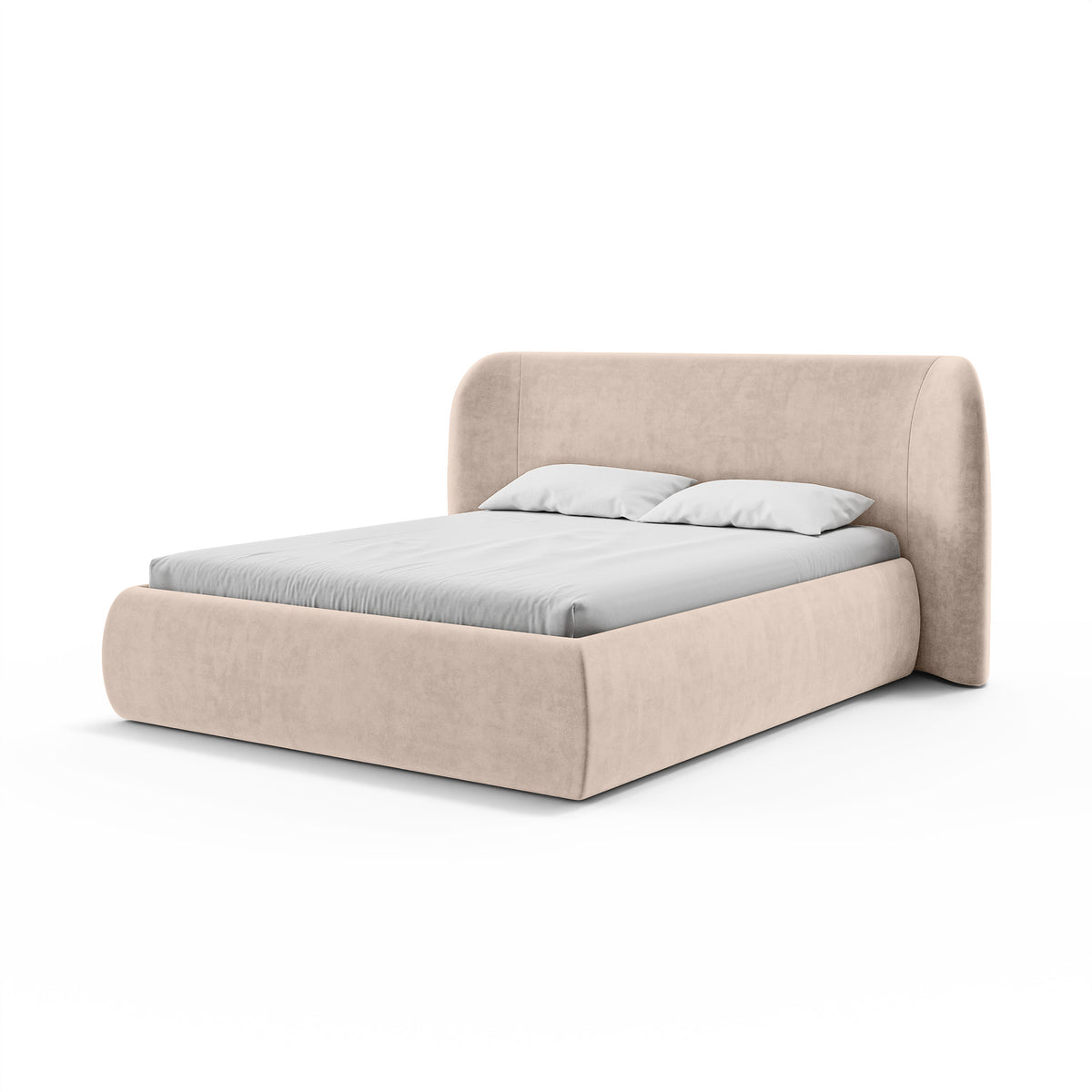 Polsterbett mit Bettkasten im Modern-Soft-Stil | Frasspo