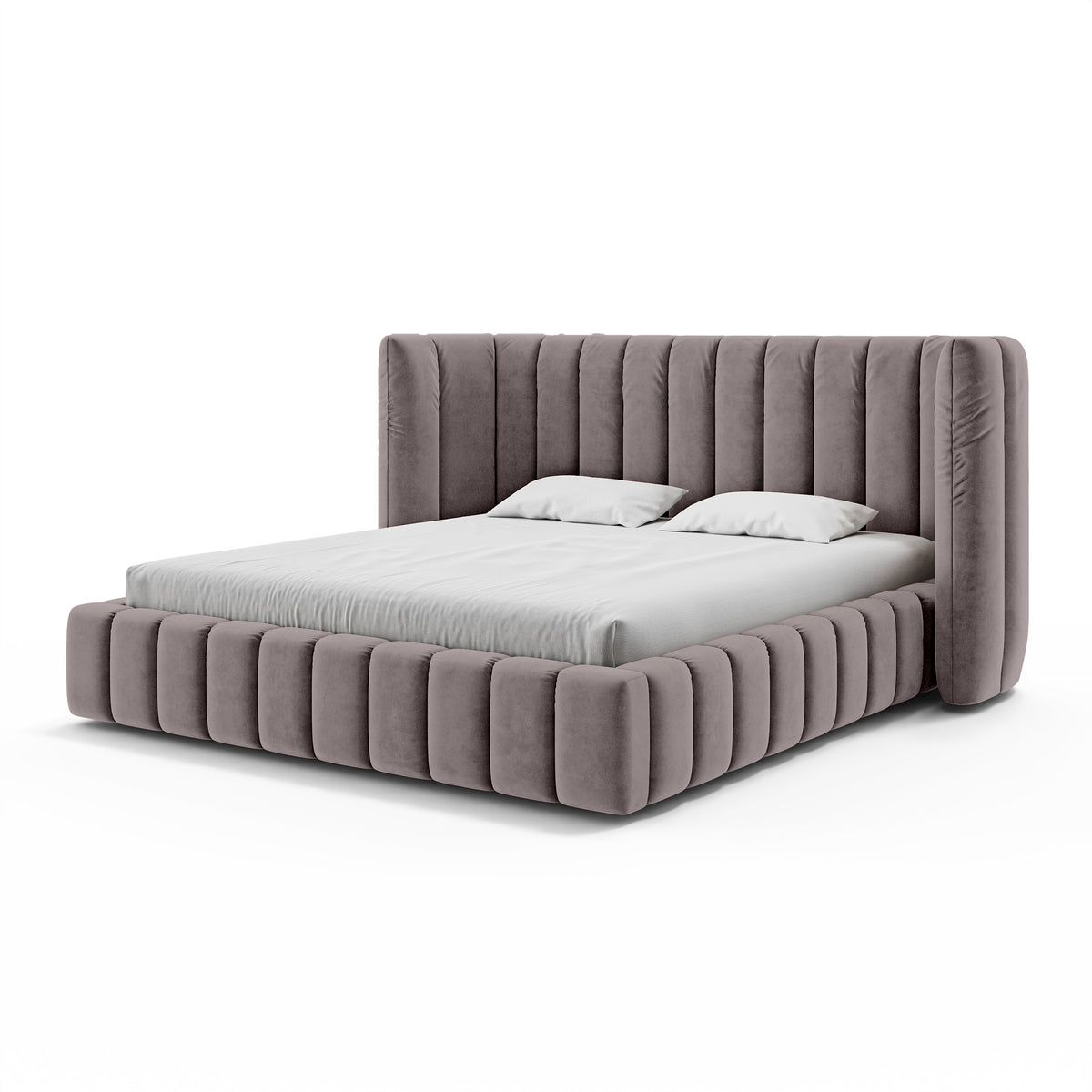 Polsterbett mit vertikaler Steppung und Bettkasten im Modern-Soft-Stil | Gianda