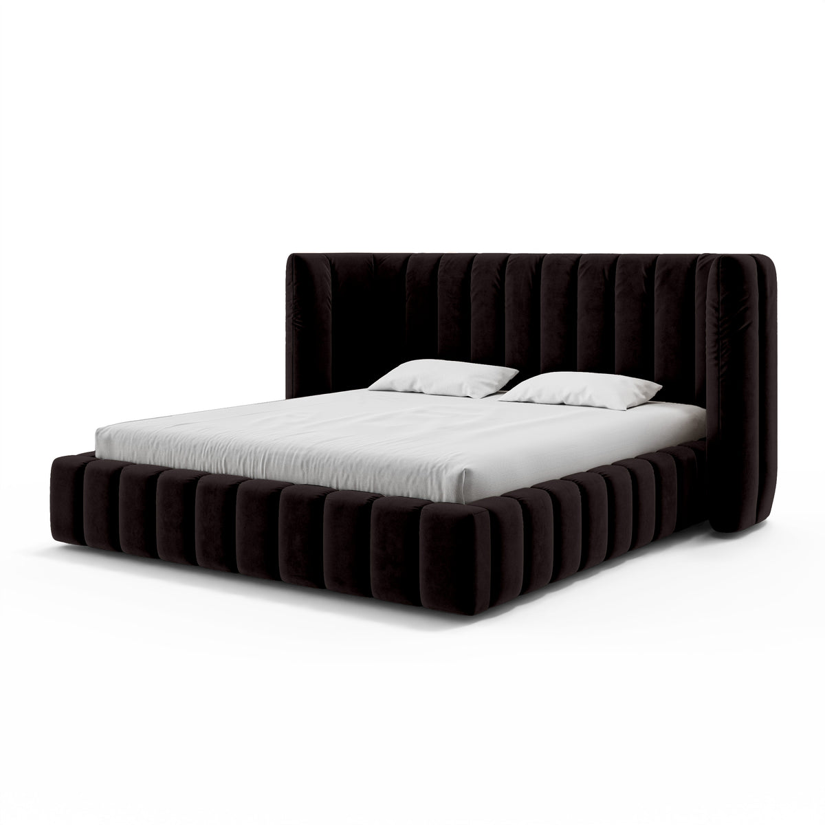 Polsterbett mit vertikaler Steppung und Bettkasten im Modern-Soft-Stil | Gianda