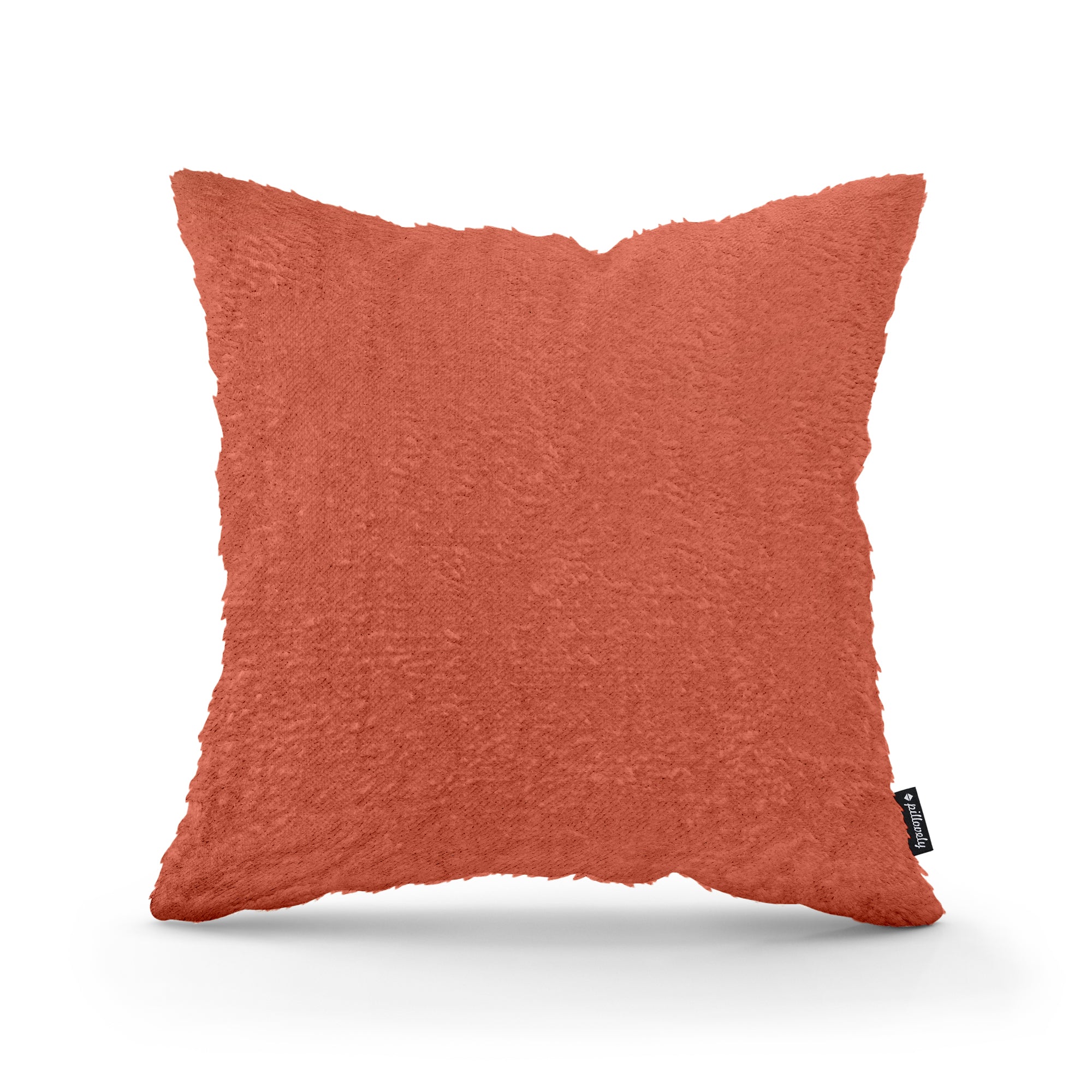 Poduszka dekoracyjna 45×45 cm w stylu glamour – plusz 100% PES, miękka struktura | Plusz Czerwona Terra (SORRISO 09)