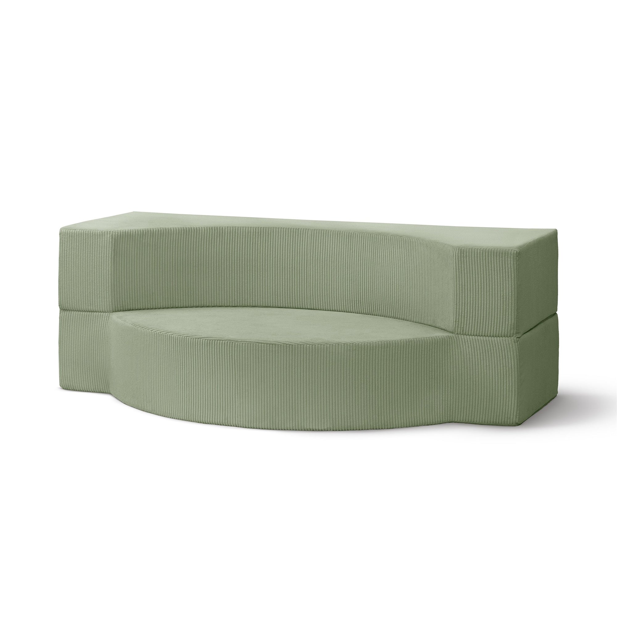 Sofa piankowa modułowa 200 cm z funkcją spania w stylu japandi – sztruks POSO, półokrągła forma | Lunaria Szarozieleń (POSO 47)