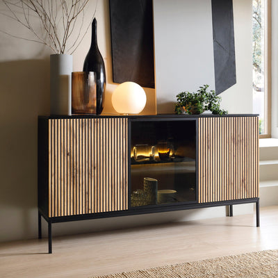 Komoda z drzwiami 154x83 w stylu loft | Lampy