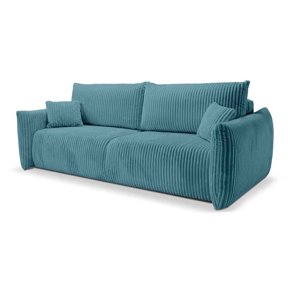 Sofa 3-osobowa z funkcją spania 145x200 z pojemnikiem w stylu nowoczesnym – automat wspomagający | ALLORO Głębia Wody (TILIA 75)