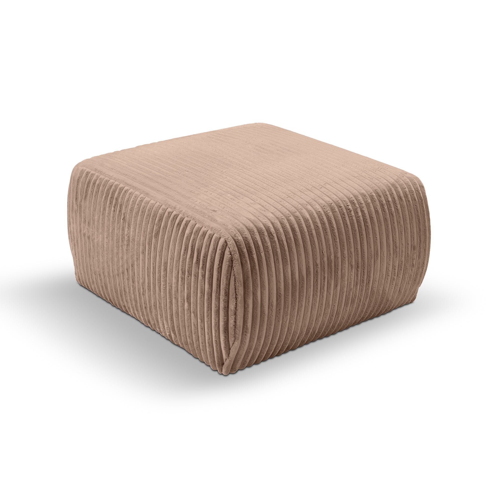 Pufa tapicerowana 82x41 w stylu vintage - tkanina TILIA, zaokrąglona forma, dekoracyjne przeszycia | ALLORO Słoneczna Glina (TILIA 17)