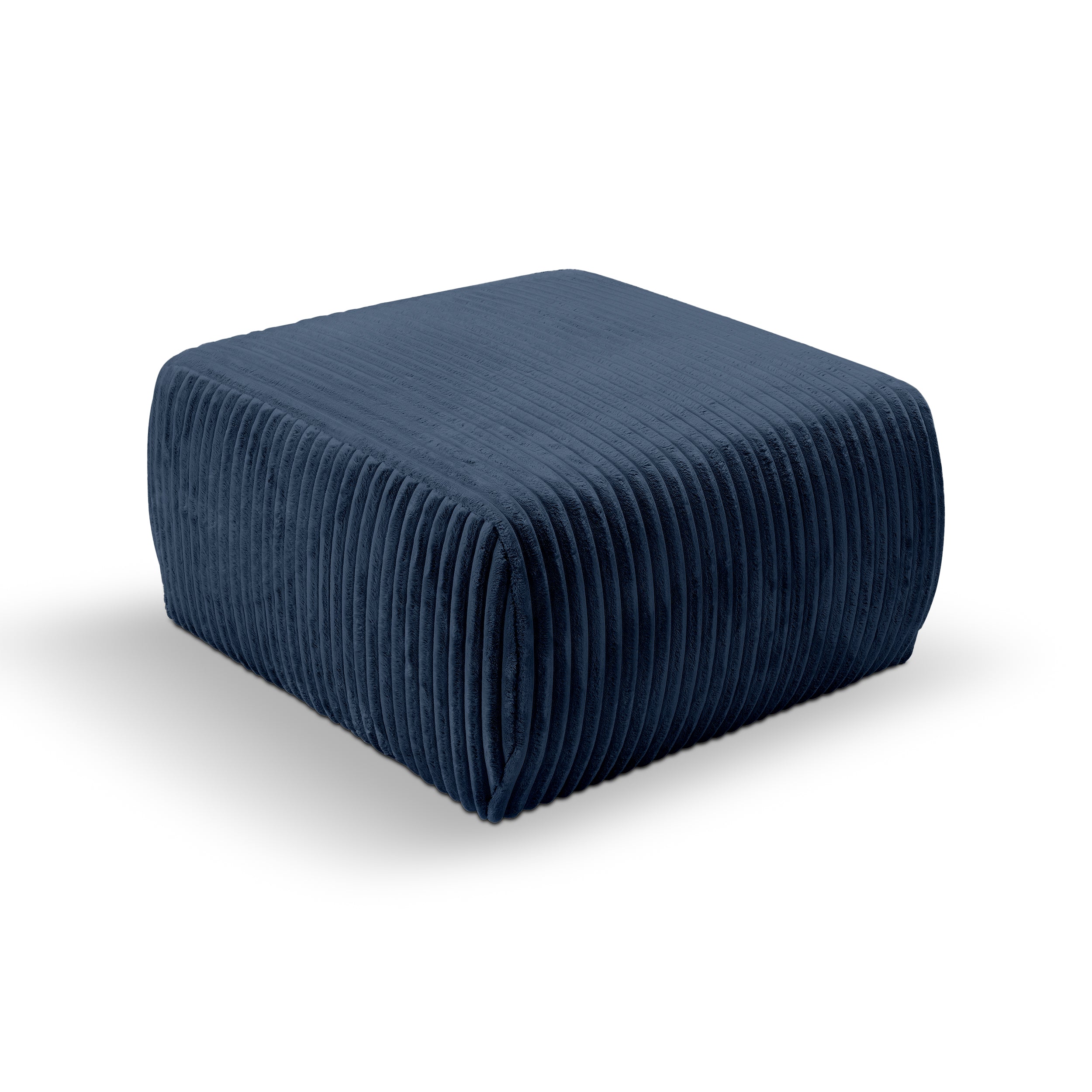 Pufa tapicerowana 82x41 w stylu vintage - tkanina TILIA, zaokrąglona forma, dekoracyjne przeszycia | ALLORO Atramentowa Głębia (TILIA 77)