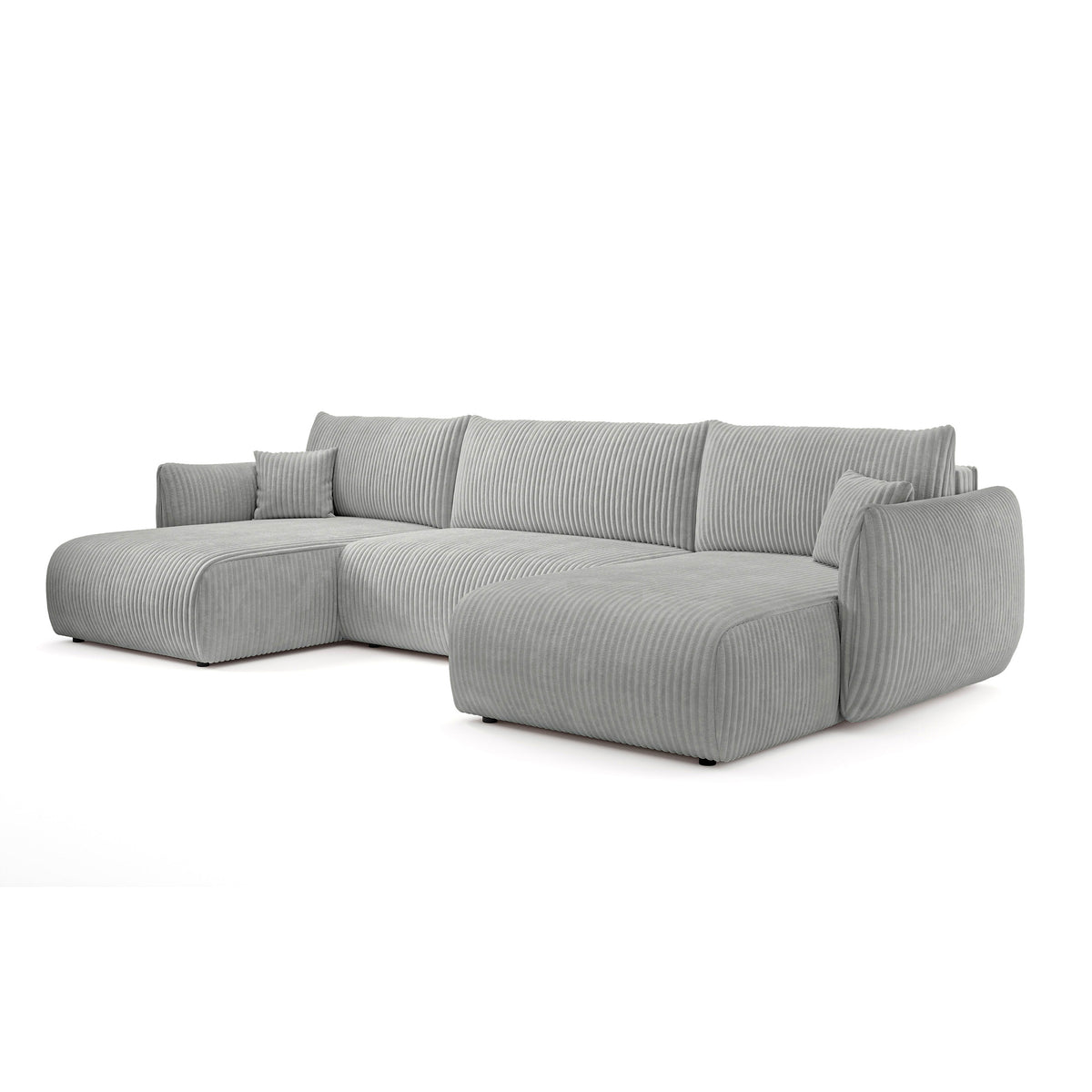 U-Ecksofa mit Schlaffunktion und Liegefläche 145x302 im Vintage-Stil | ALLORO – Regnerischer Morgen (TILIA 86)