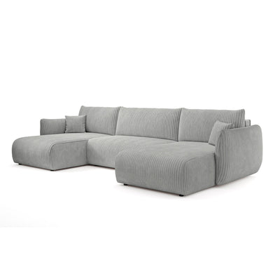 U-Ecksofa mit Schlaffunktion und Liegefläche 145x302 im Vintage-Stil | ALLORO – Regnerischer Morgen (TILIA 86)