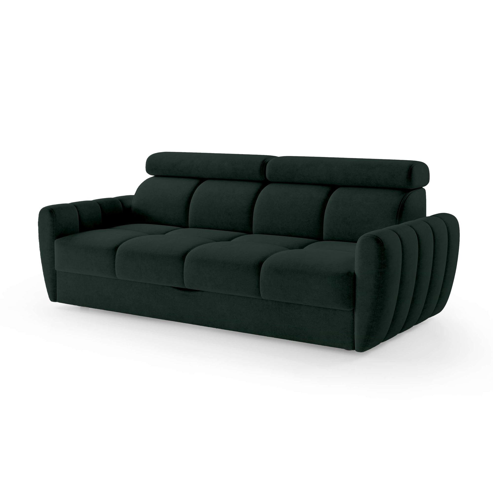 Sofa z funkcją spania 3-osobowa 227 cm w stylu minimalistycznym – pianka HR, regulowany zagłówek, puma | Franec