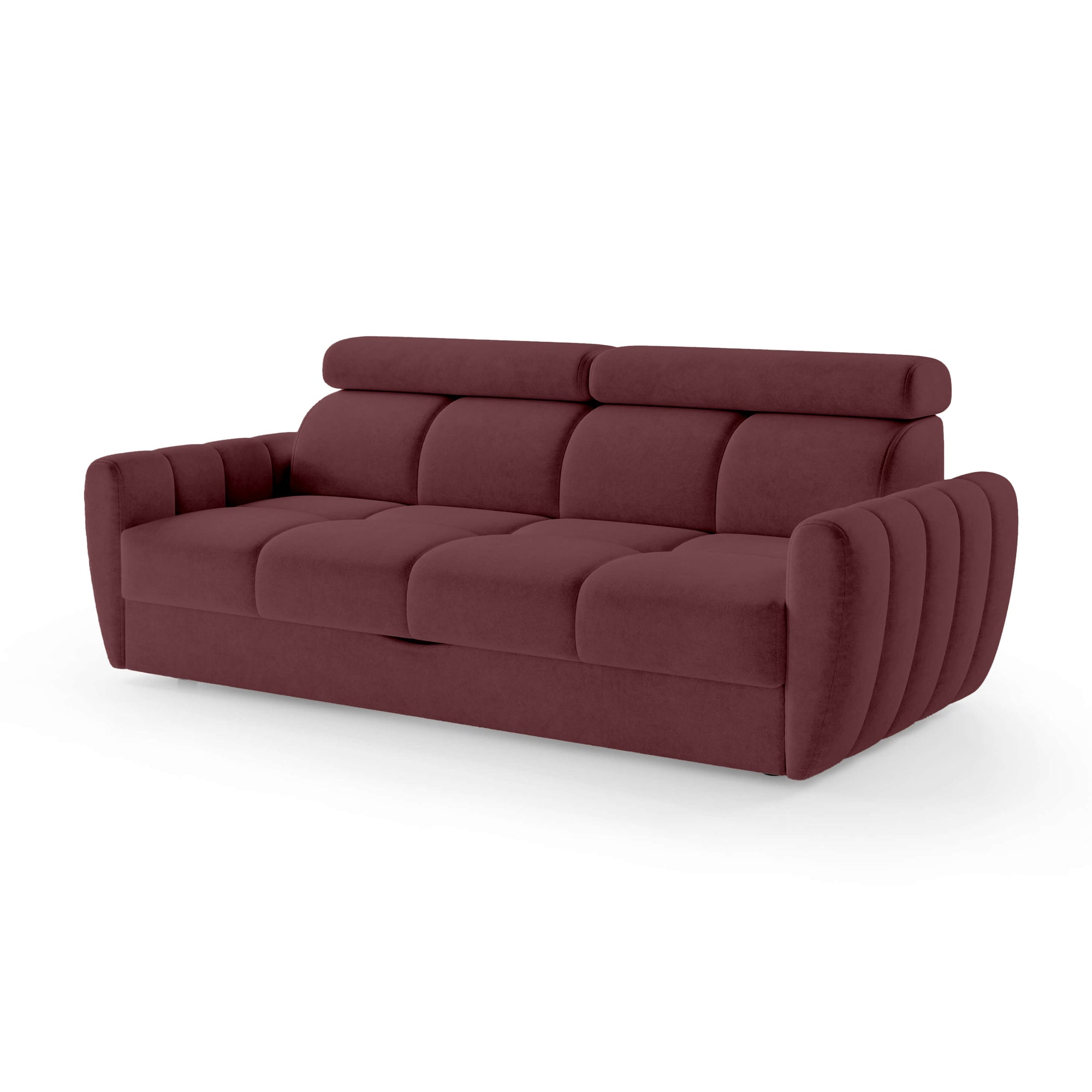 Sofa z funkcją spania 3-osobowa 227 cm w stylu minimalistycznym – pianka HR, regulowany zagłówek, puma | Franec