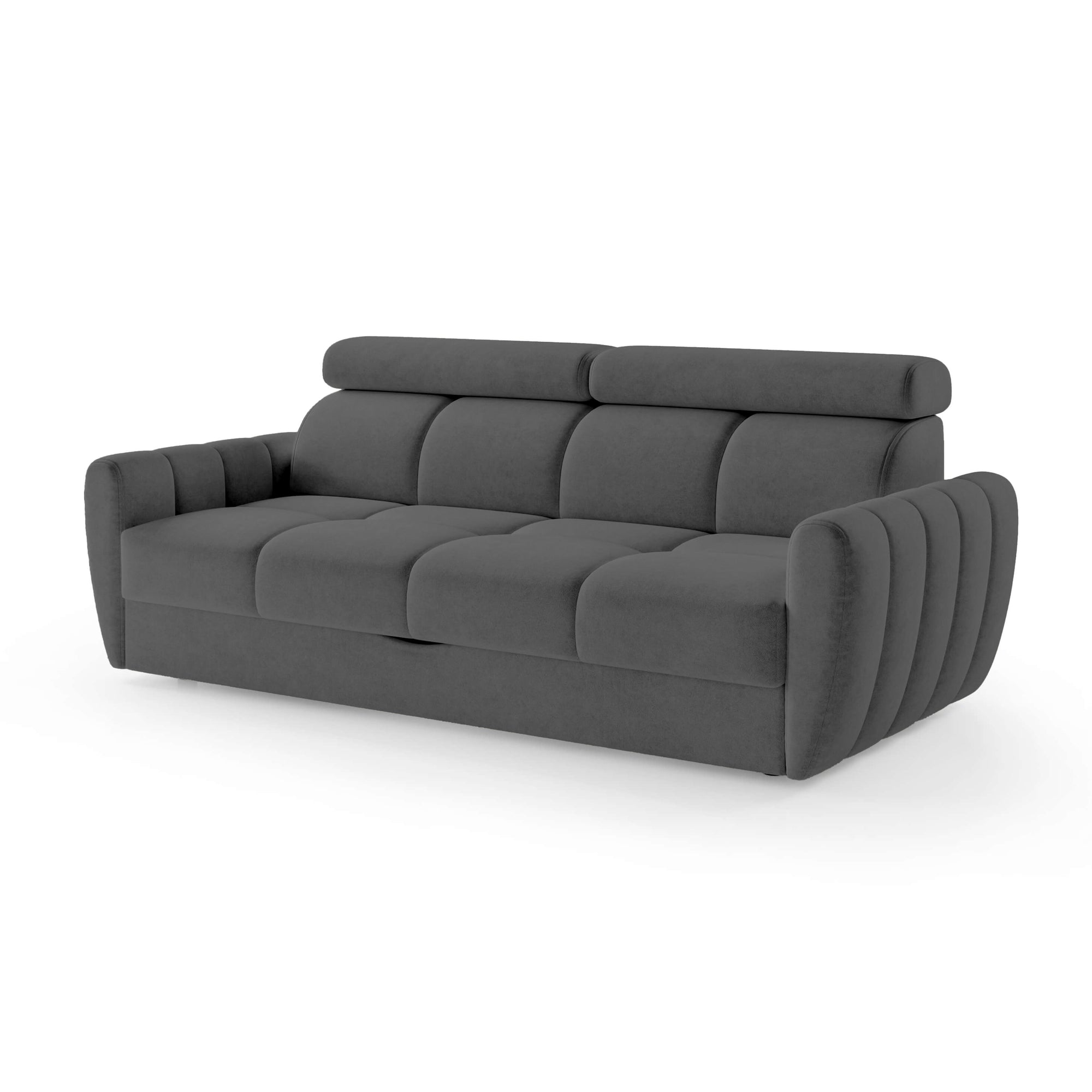 Sofa z funkcją spania 3-osobowa 227 cm w stylu minimalistycznym – pianka HR, regulowany zagłówek, puma | Franec