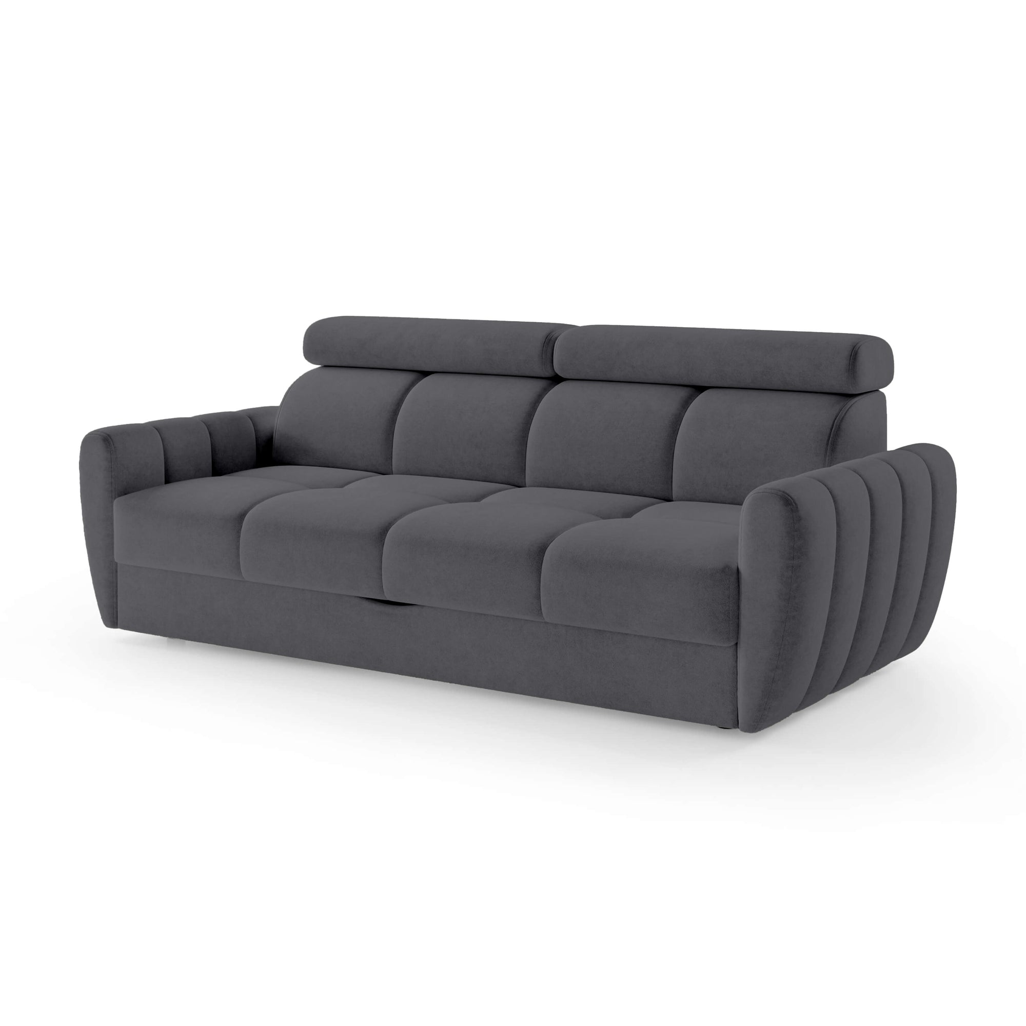 Sofa z funkcją spania 3-osobowa 227 cm w stylu minimalistycznym – pianka HR, regulowany zagłówek, puma | Franec
