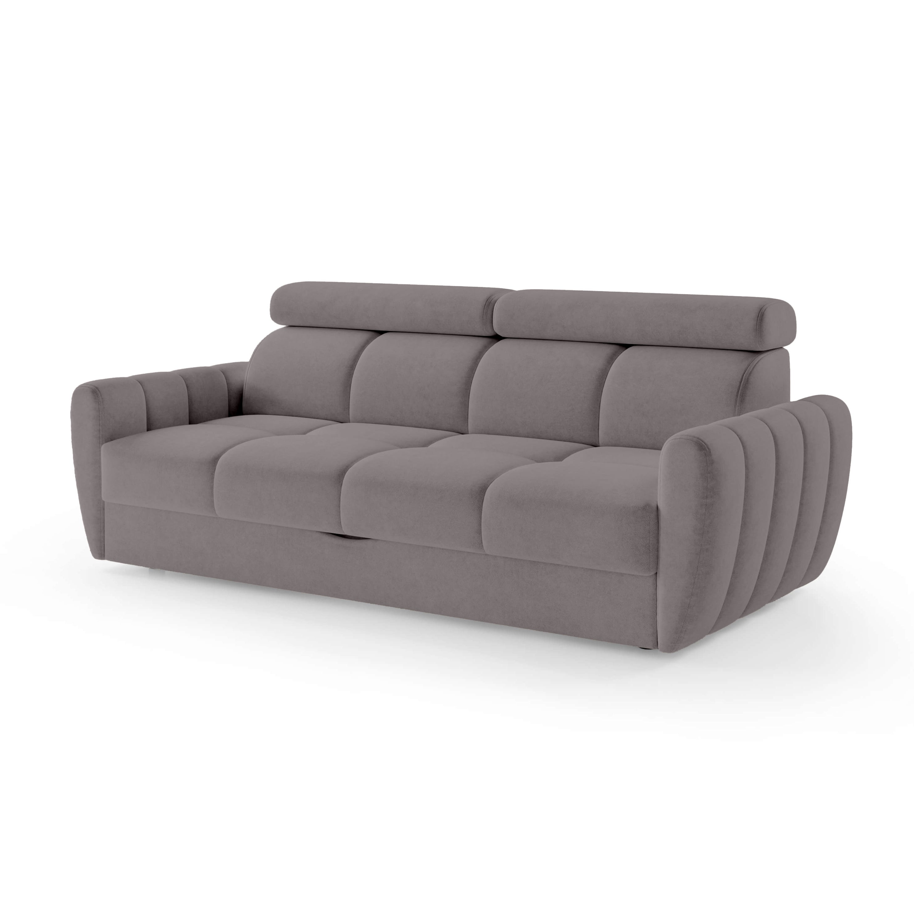 Sofa z funkcją spania 3-osobowa 227 cm w stylu minimalistycznym | Franec Przygaszona Purpura (CLOUD 82)