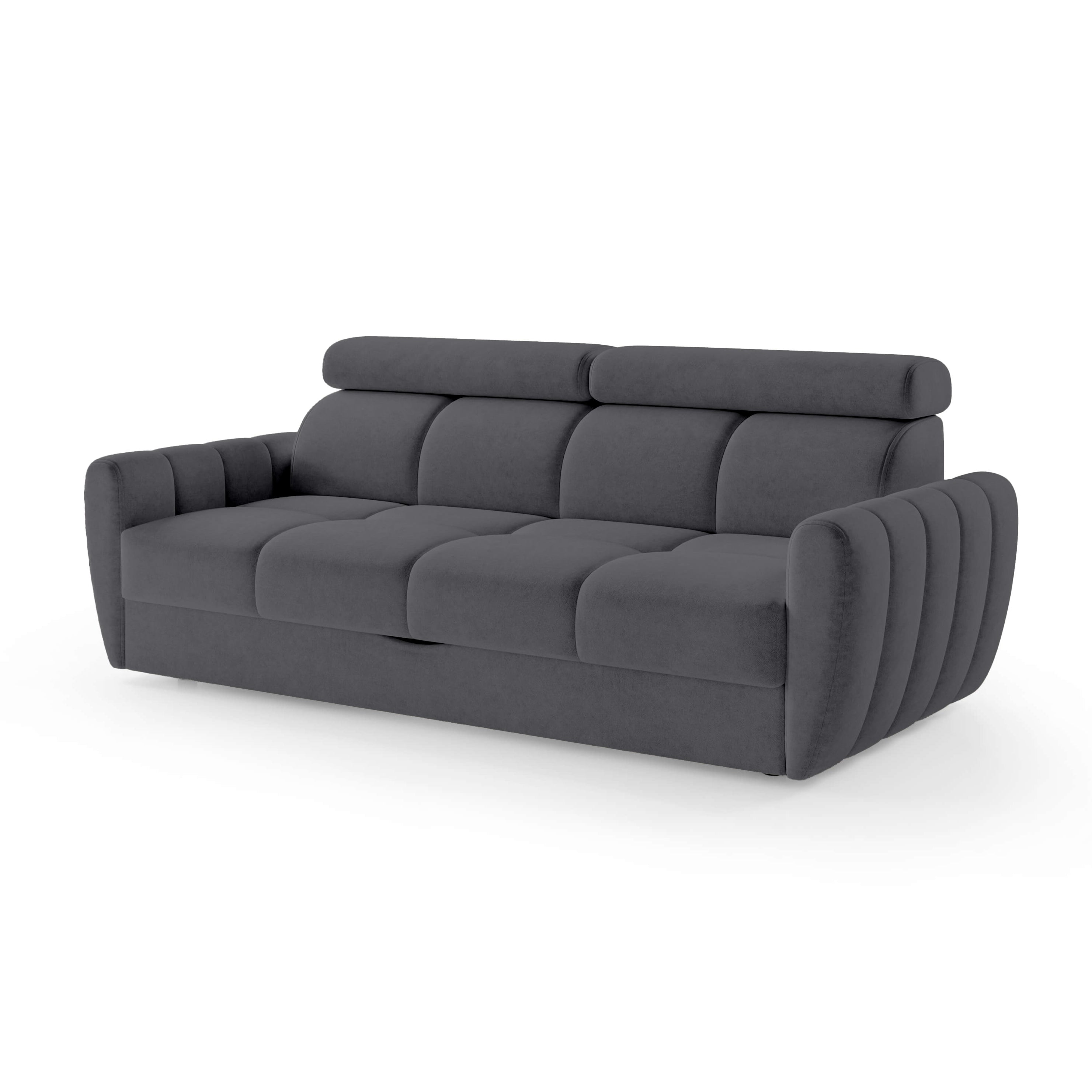 Sofa z funkcją spania 3-osobowa 227 cm w stylu minimalistycznym | Franec Stalowy Grafit (CLOUD 97)