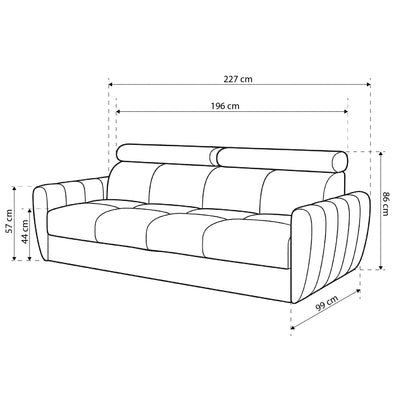 3-Sitzer-Sofa mit Schlaffunktion 227 cm im minimalistischen Stil | Franec