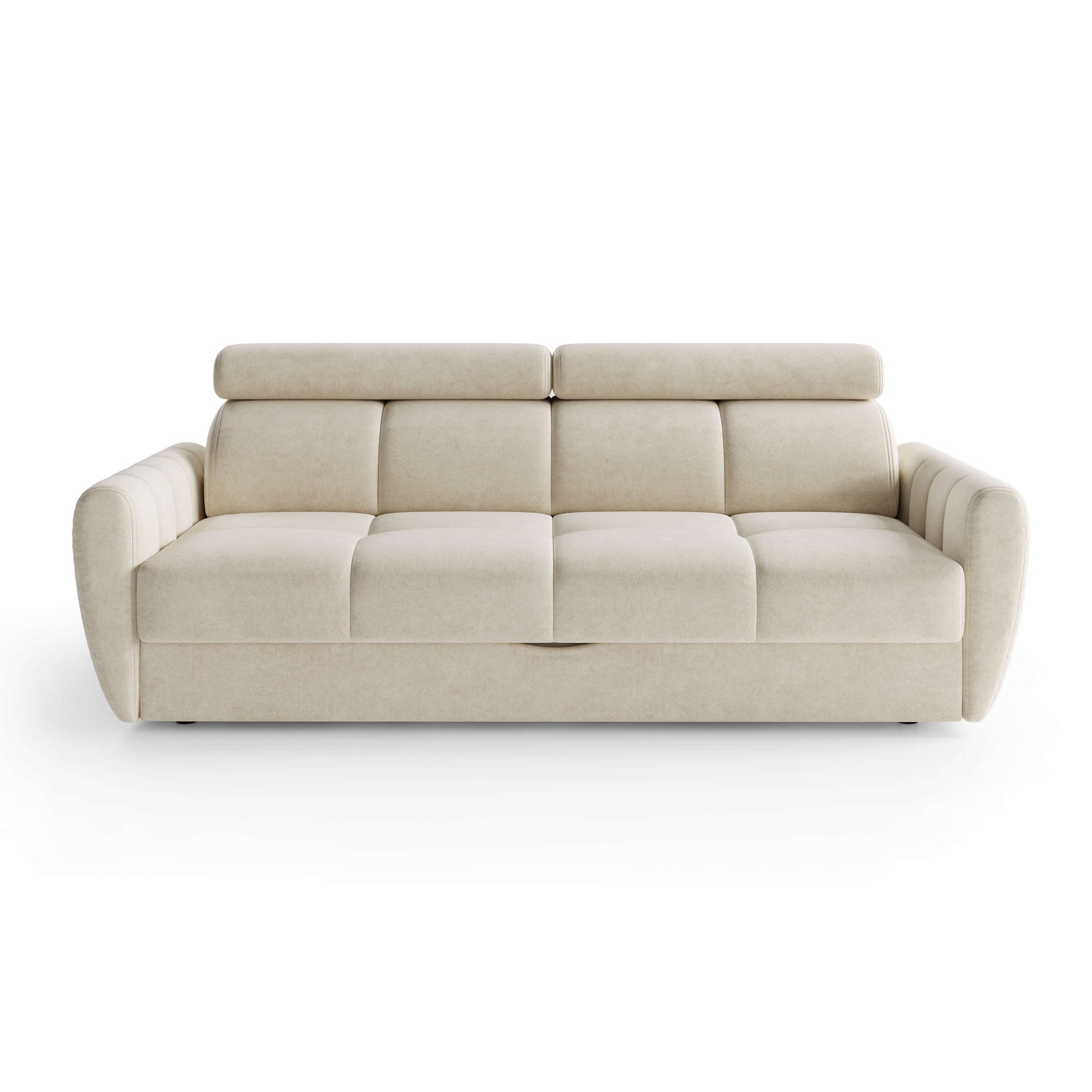 Sofa z funkcją spania 3-osobowa 227 cm w stylu minimalistycznym – pianka HR, regulowany zagłówek, puma | Franec