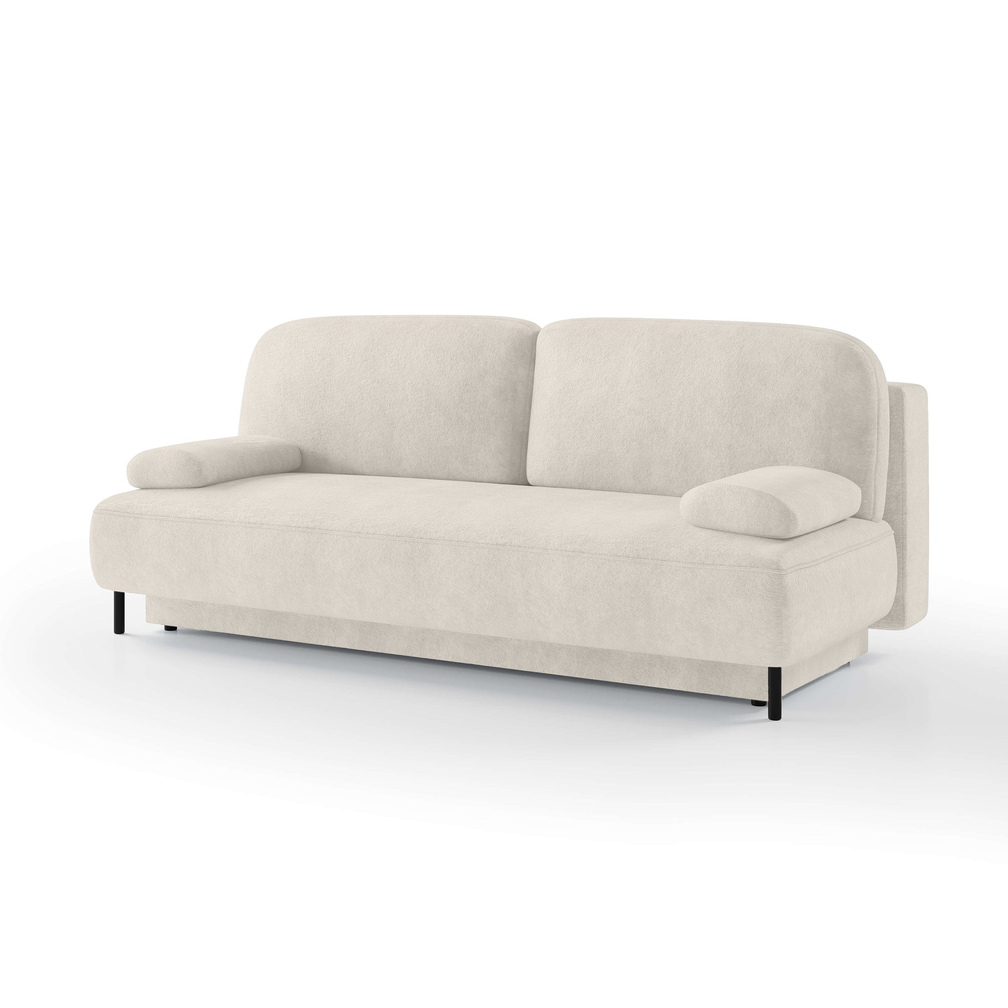 Sofa 2-osobowa z funkcją spania 140x200 z pojemnikiem w stylu nowoczesnym – mechanizm DL, sprężyny bonellowe | Tola Słoneczna Perła (PERFECT HARMONY 01)