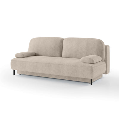 Sofa 2-osobowa z funkcją spania 140x200 z pojemnikiem w stylu nowoczesnym | Tola Pudrowy Piasek (PERFECT HARMONY 07)