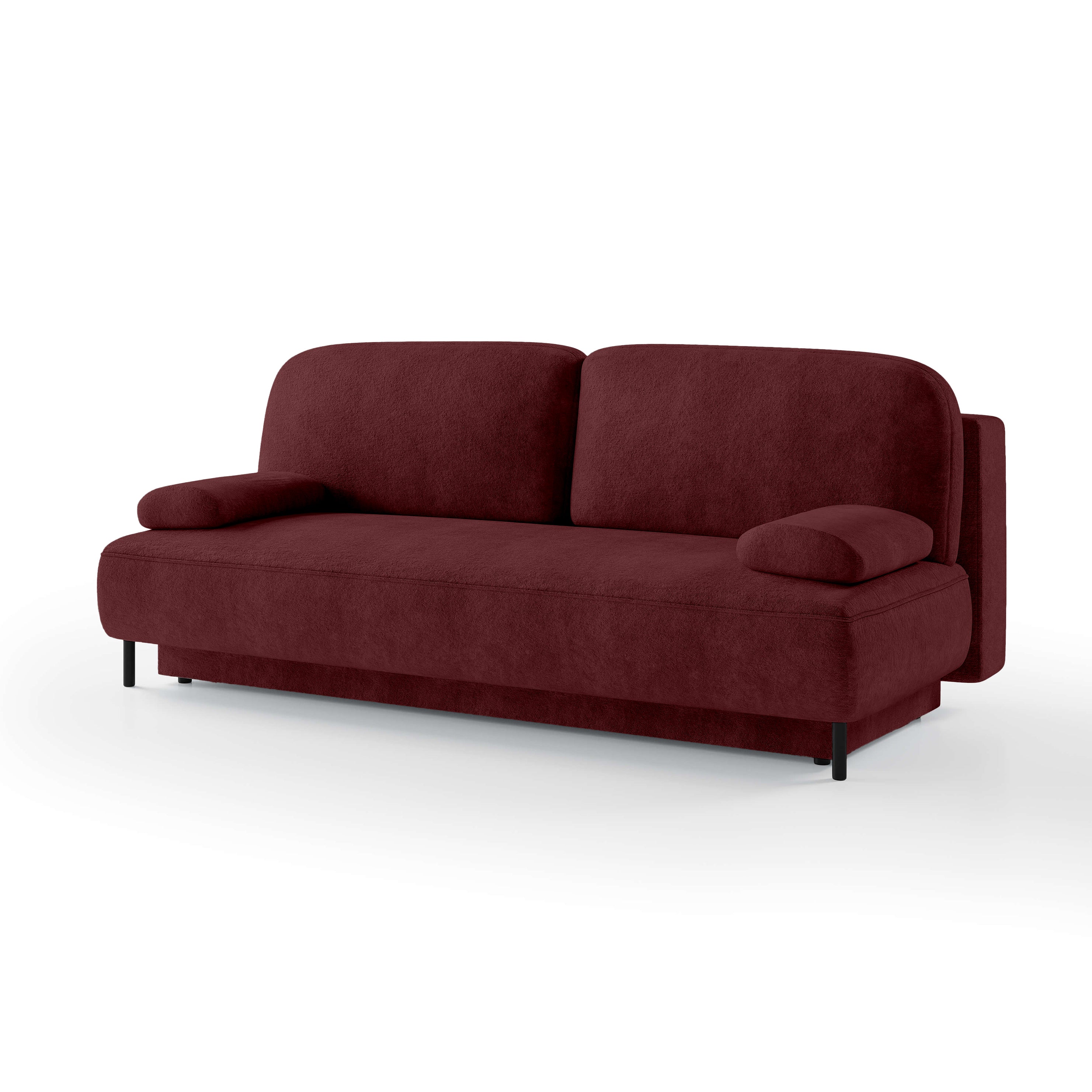 Sofa 2-osobowa z funkcją spania 140x200 z pojemnikiem w stylu nowoczesnym | Tola Rubinowa Ziemia (PERFECT HARMONY 59)