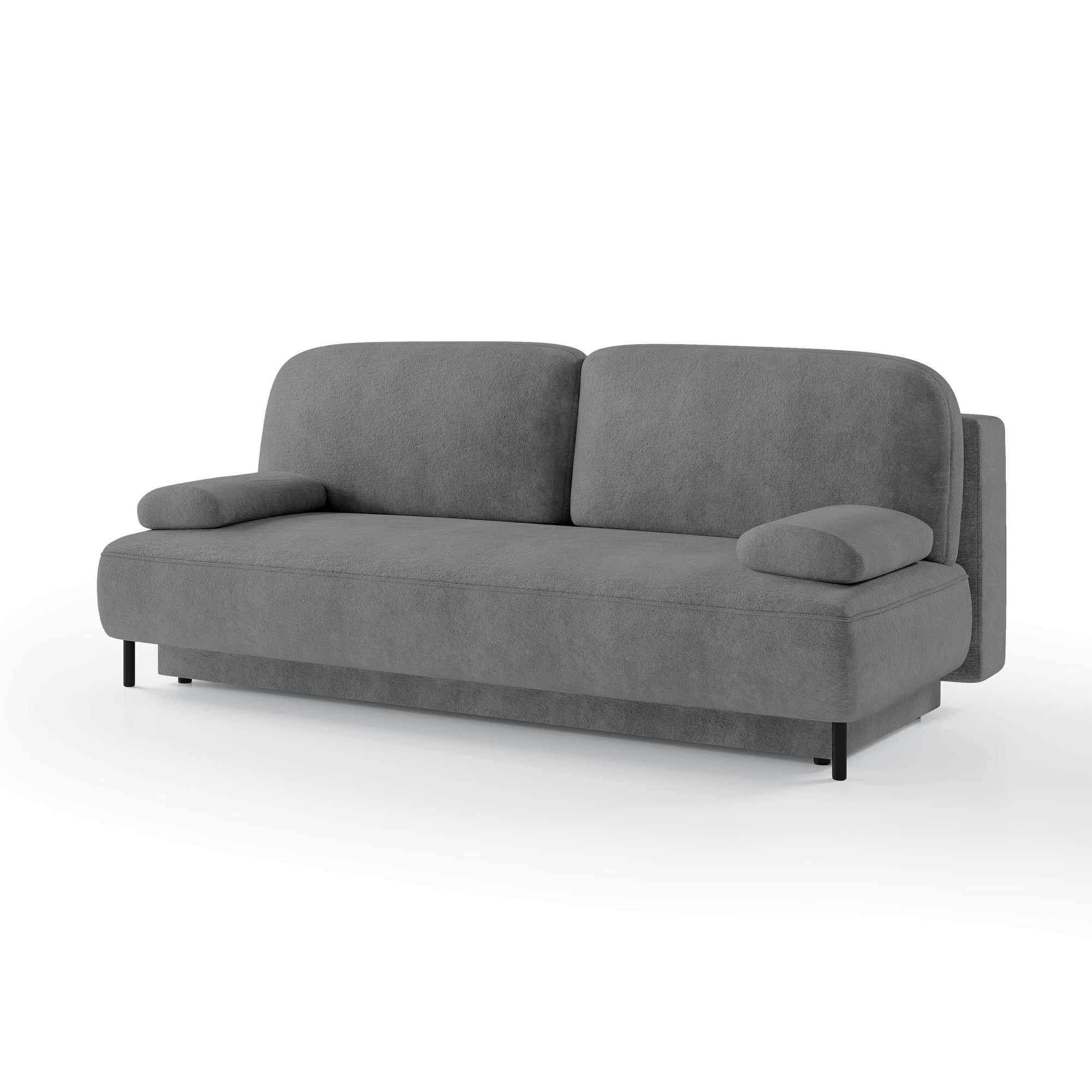 Sofa 2-osobowa z funkcją spania 140x200 z pojemnikiem w stylu nowoczesnym – mechanizm DL, sprężyny bonellowe | Tola Ciemny Popiół (PERFECT HARMONY 82)