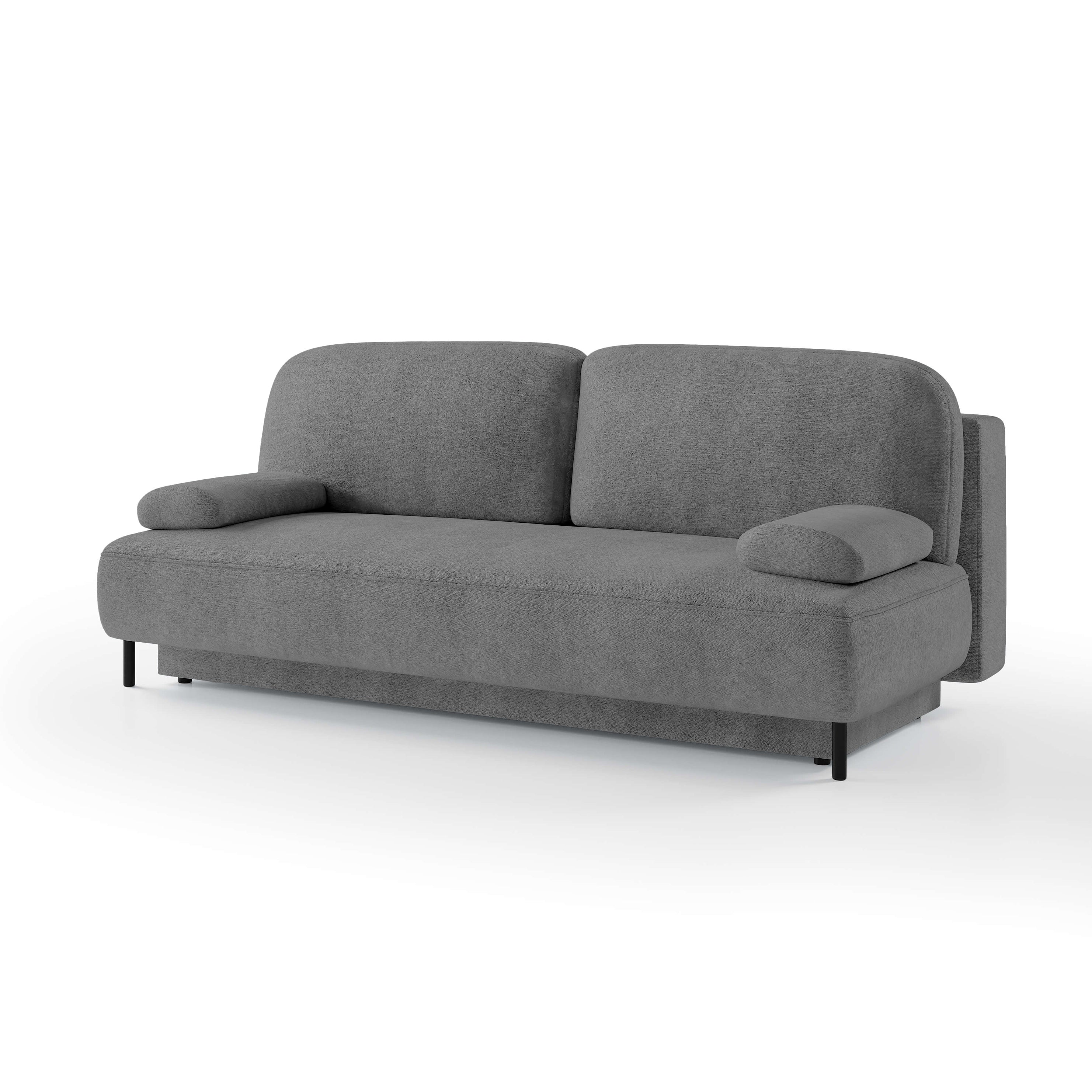 Sofa 2-osobowa z funkcją spania 140x200 z pojemnikiem w stylu nowoczesnym | Tola Ciemny Popiół (PERFECT HARMONY 82)