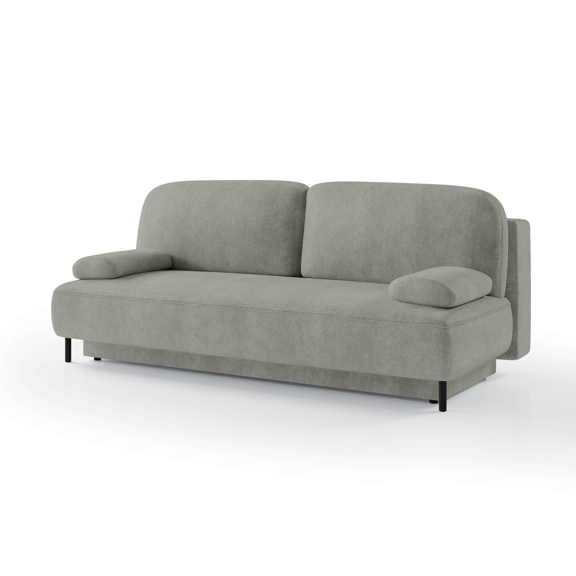 Sofa 2-osobowa z funkcją spania 140x200 z pojemnikiem w stylu nowoczesnym – mechanizm DL, sprężyny bonellowe | Tola Piaskowy Mat (PERFECT HARMONY 83)