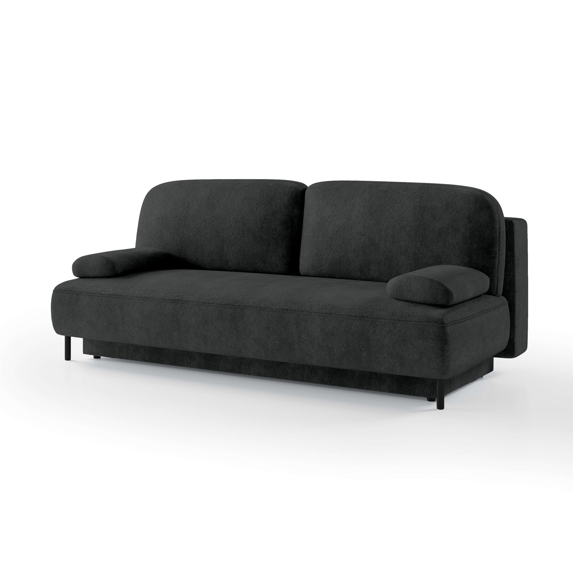 Sofa 2-osobowa z funkcją spania 140x200 z pojemnikiem w stylu nowoczesnym – mechanizm DL, sprężyny bonellowe | Tola Grafitowy Chłód (PERFECT HARMONY 90)