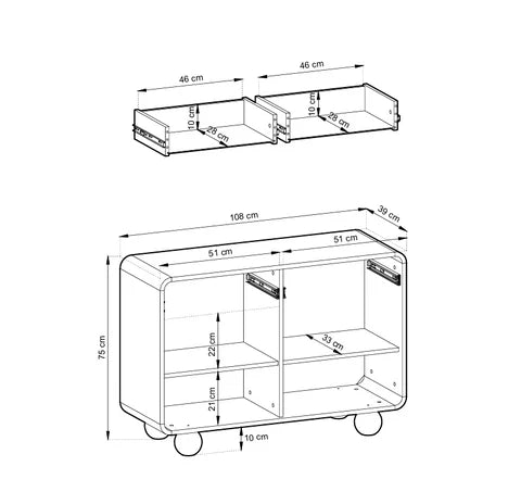 Komoda 108x75 w stylu japandi - kaszmir, gładkie fronty, kuliste nóżki, push-to-open | Ballo