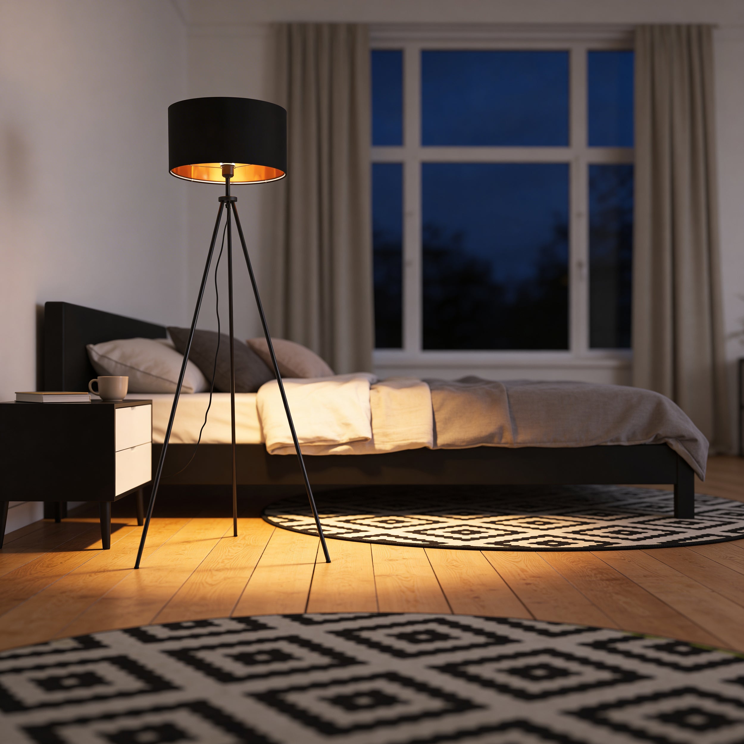 Lampa podłogowa z abażurem na trójnogu Aureno