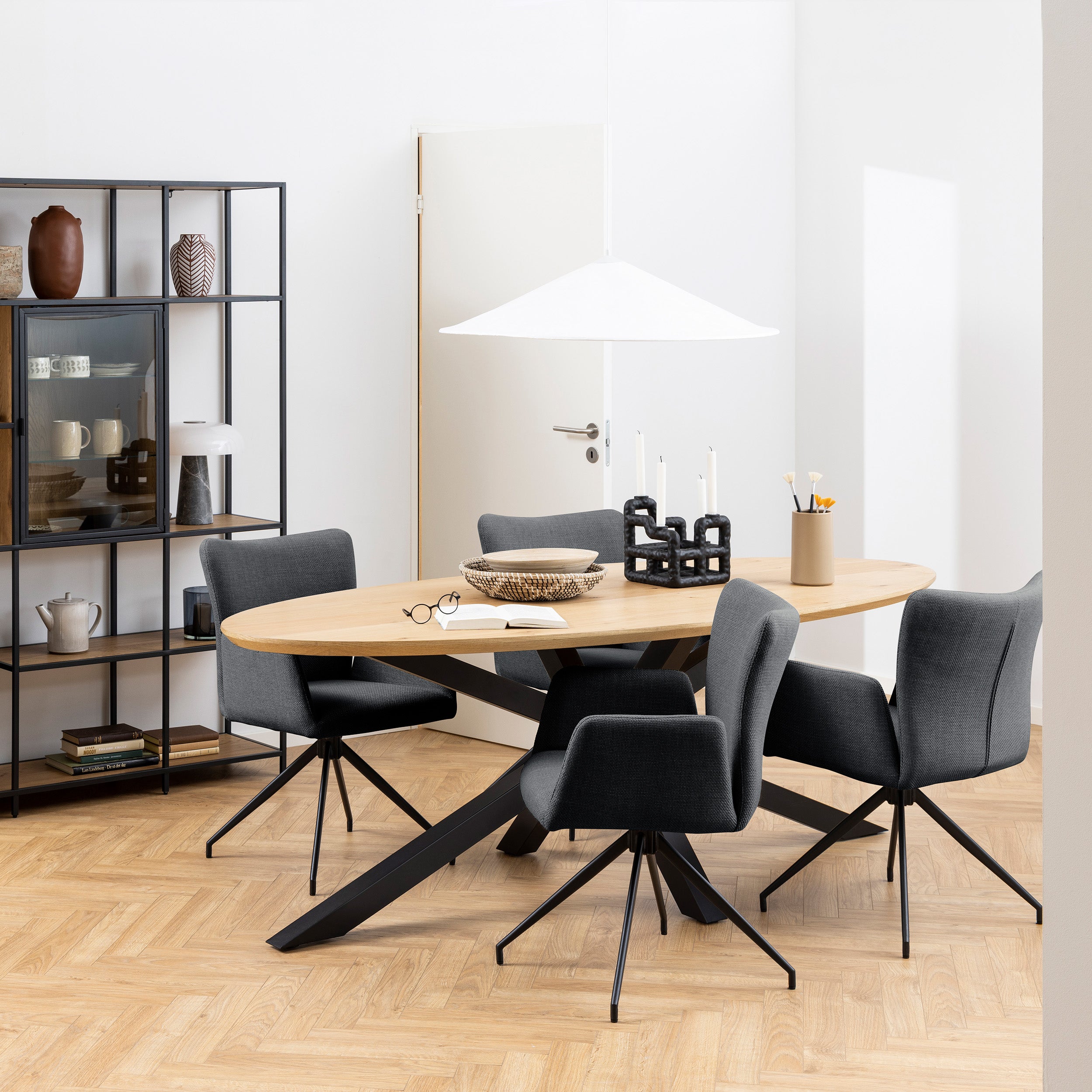 Duży stół owalny 220x76 w stylu industrialnym | Surfo