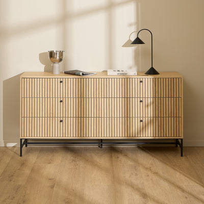 Kommode 158x81 mit Lamellenfront im modernen Stil | Bambouz