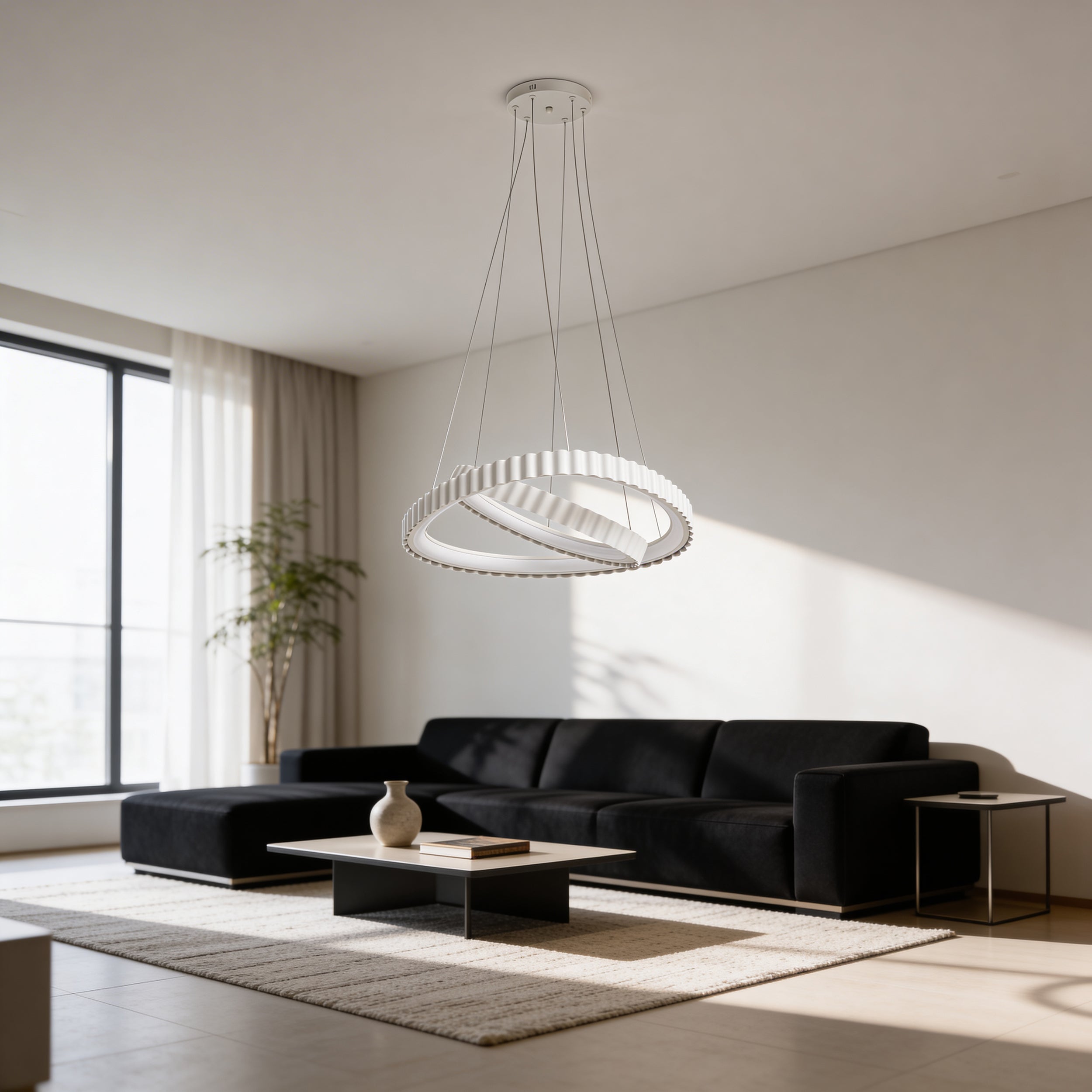 Biała lampa wisząca LED Rinoria