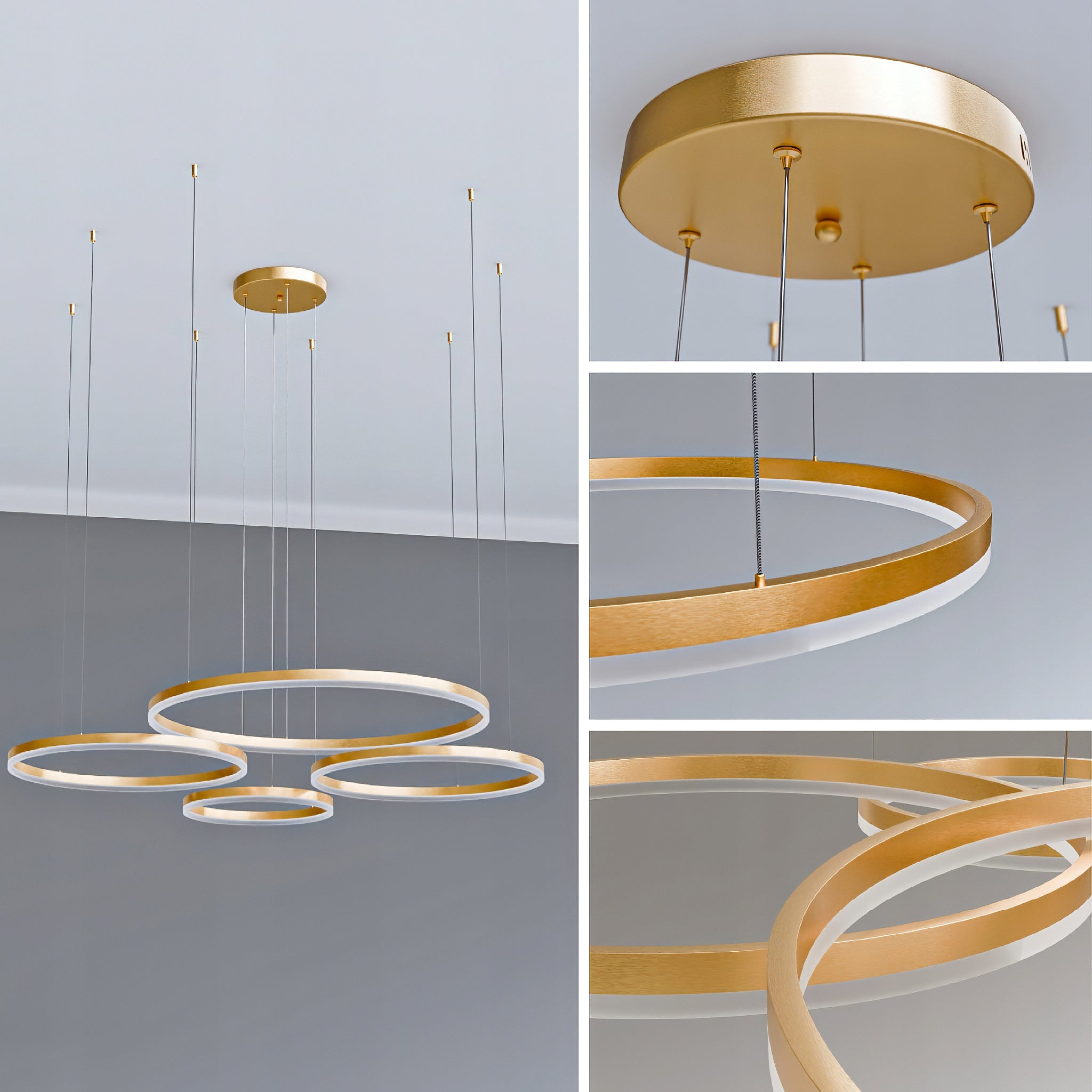 Złota lampa wisząca LED Soliva