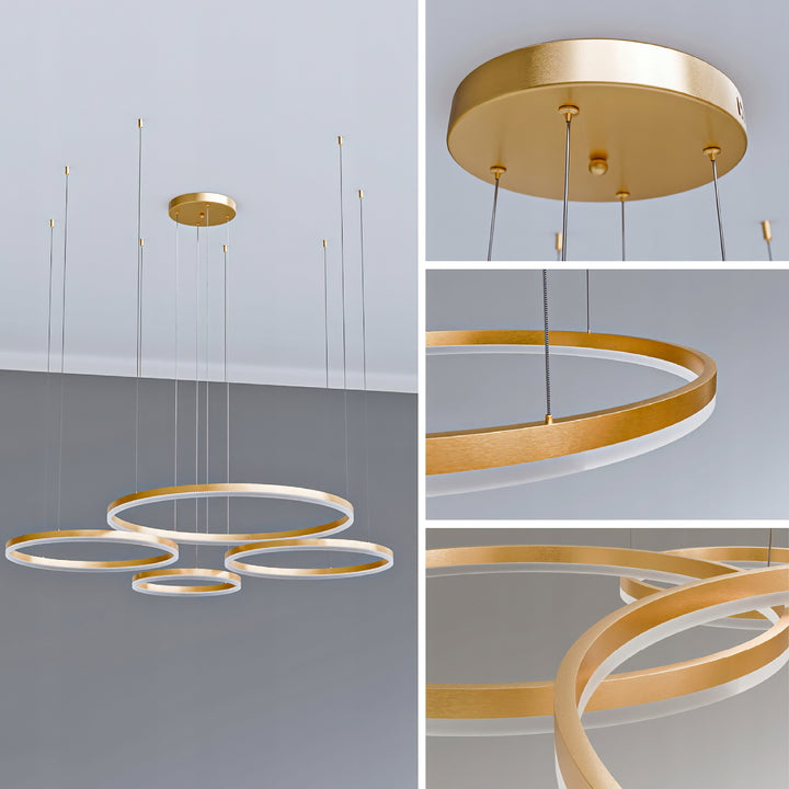 Złota lampa wisząca LED Soliva