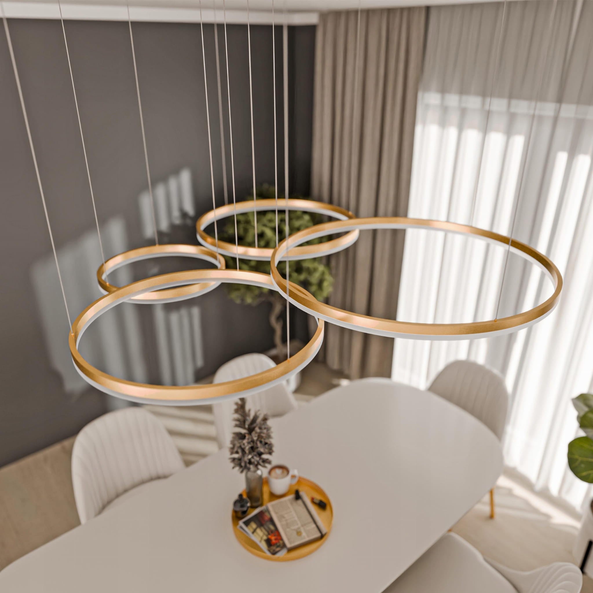 Złota lampa wisząca LED Soliva