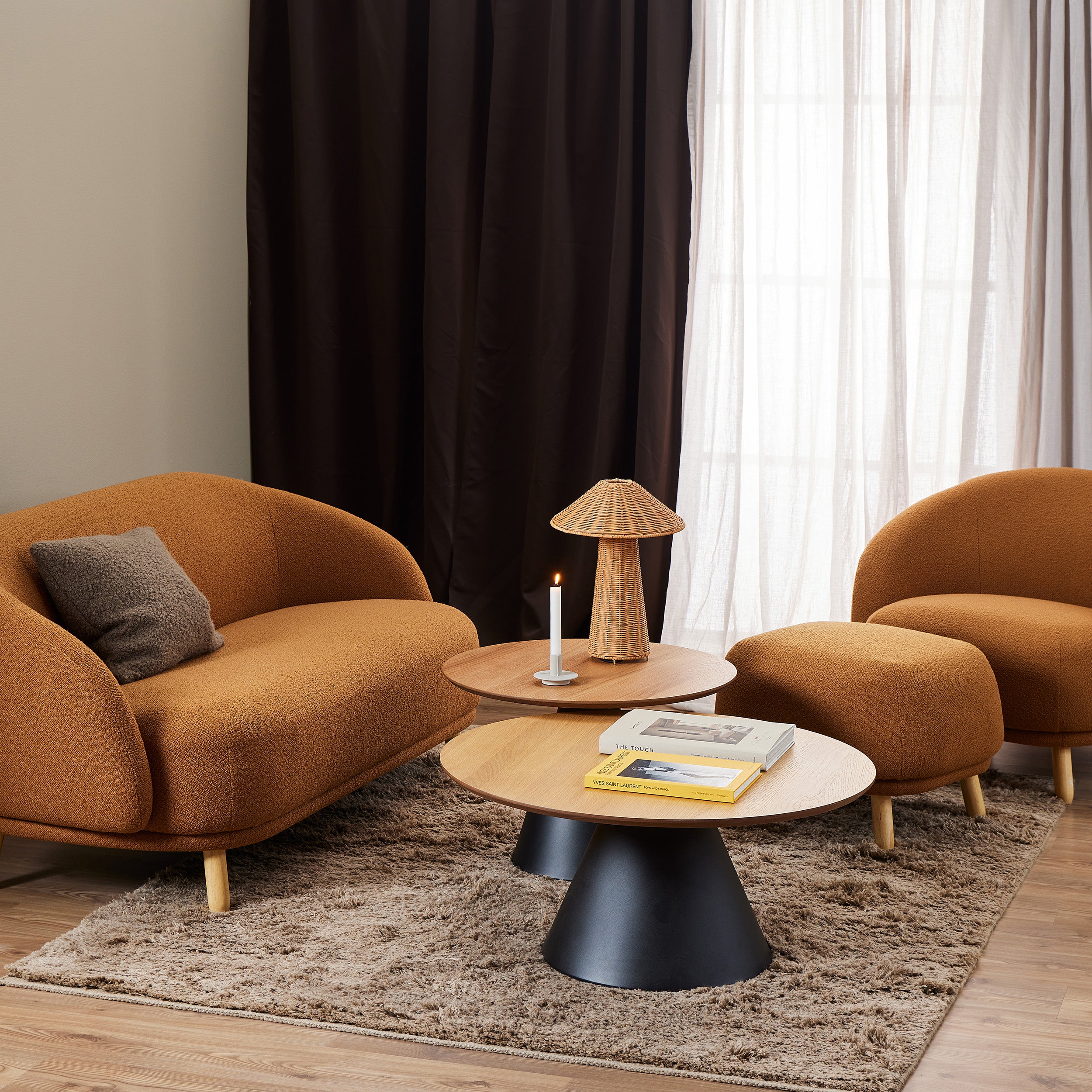 Okrągły stolik kawowy o średnicy 65 cm w stylu soft loft | Talin