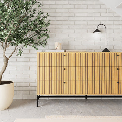 Kommode 158x81 mit Lamellenfront im modernen Stil | Bambouz