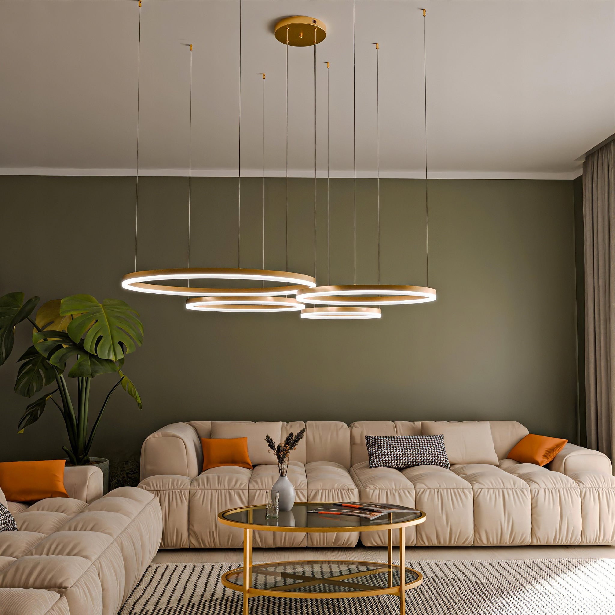 Złota lampa wisząca LED Soliva