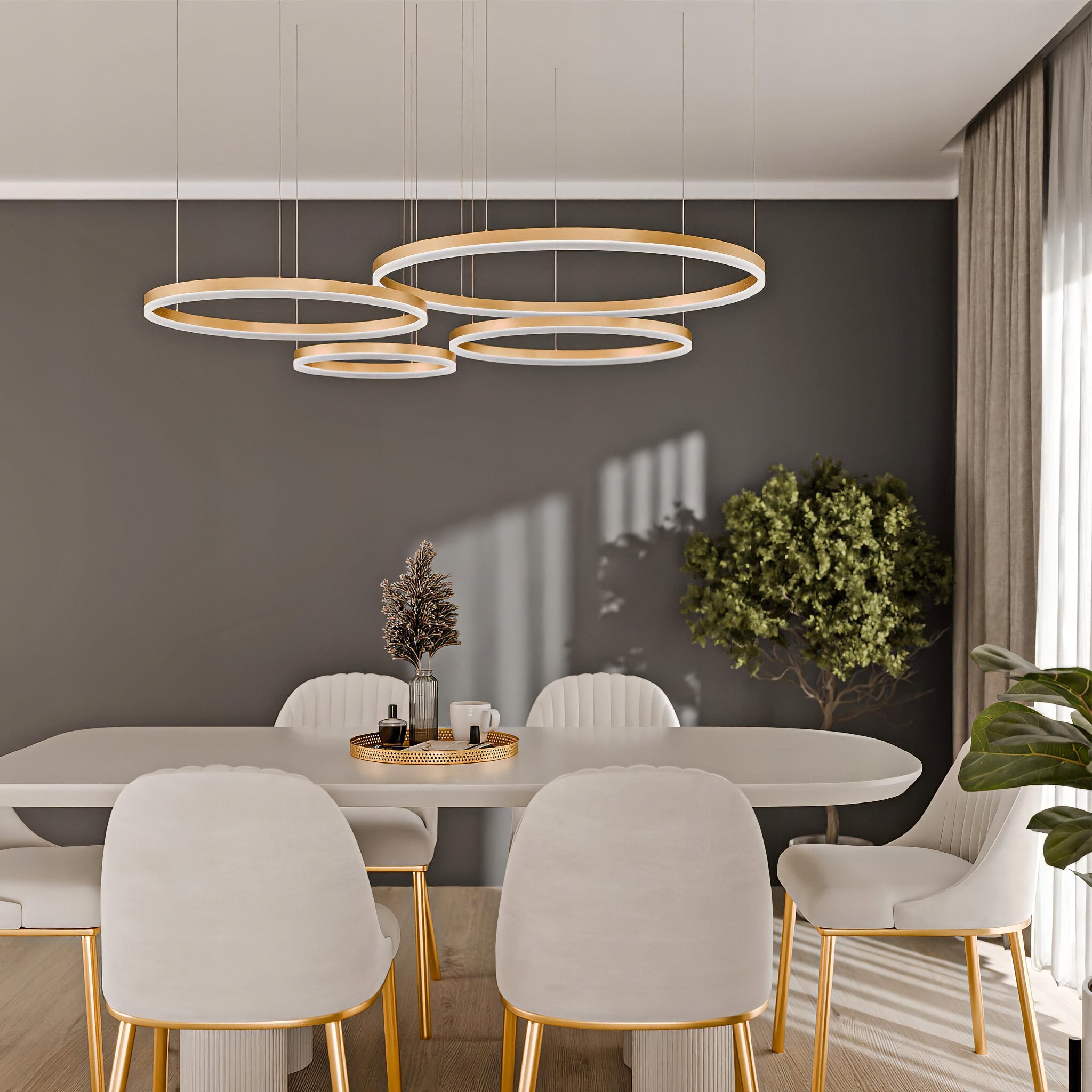 Złota lampa wisząca LED Soliva