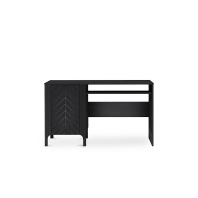 Schreibtisch EKLIPSO 135x78 mit Schrankfach im modernen Stil – Farbe Schwarz | Pillovely