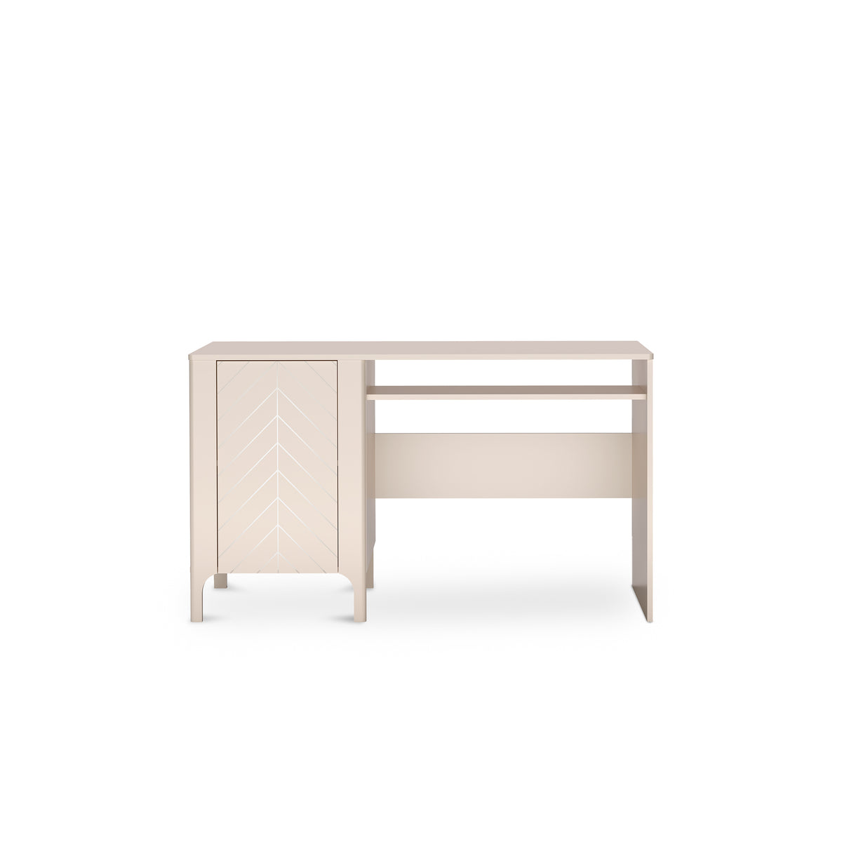 Schreibtisch EKLIPSO 135x78 mit Schrankfach im modernen Stil, Farbe Kaschmir – Vorderansicht | Pillovely