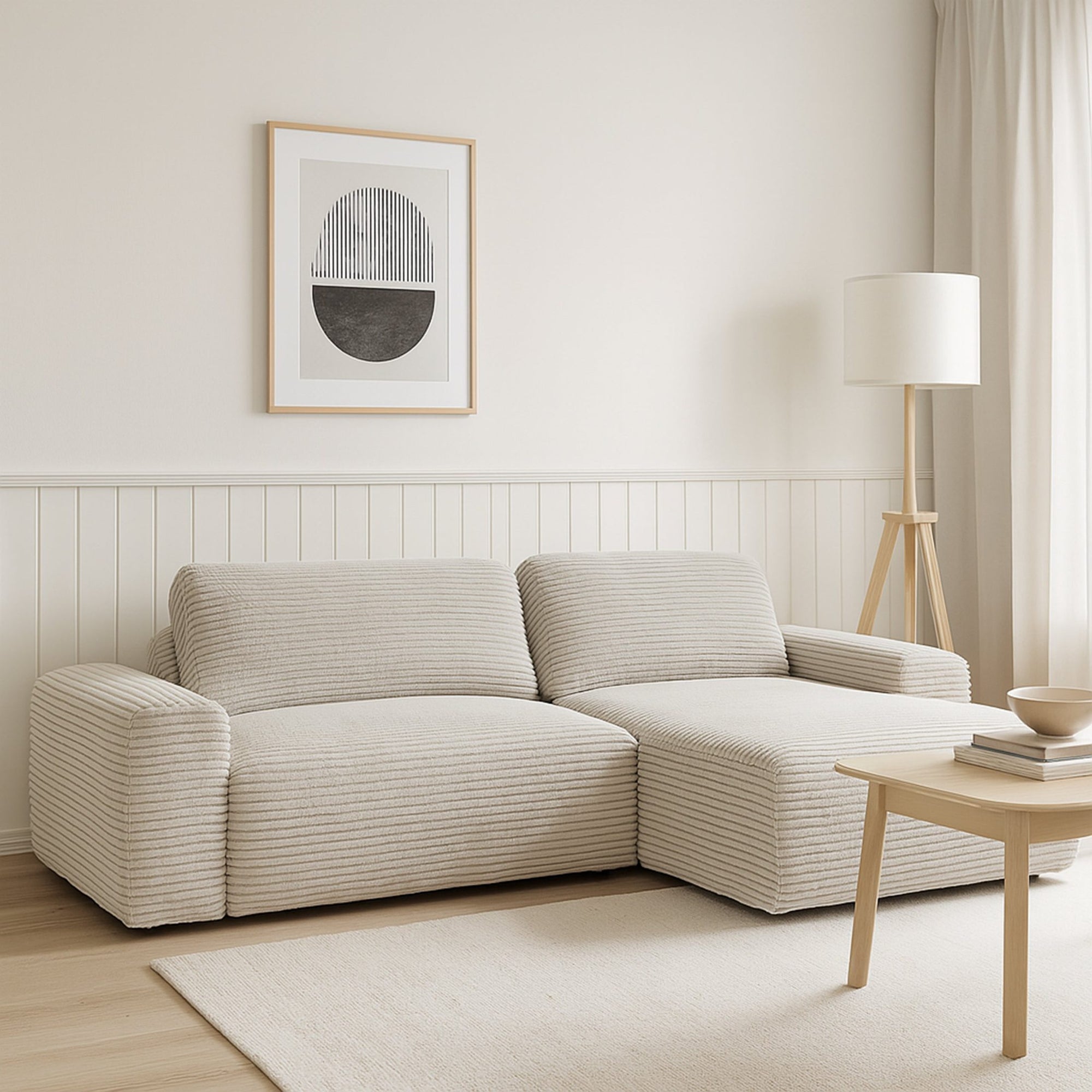 Narożnik z funkcją spania 125x200 z pojemnikiem w stylu nowoczesnym – tkanina Tilia, mechanizm DL | Dori