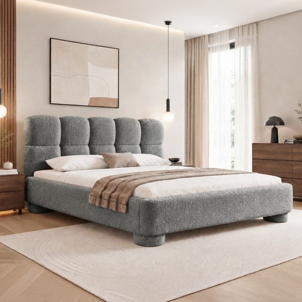 Polsterbett Lattro 120x200–200x200 mit Bettkasten im Modern-Organic-Stil, Stoff Coral – im Interieur | Pillovely