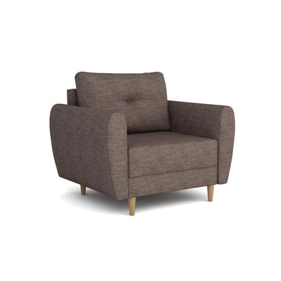 Sessel Harmi 90 cm Sandtaupe (SAWANA 12) – skandinavischer Sessel, gepolstert mit Knopf an der Rückenlehne