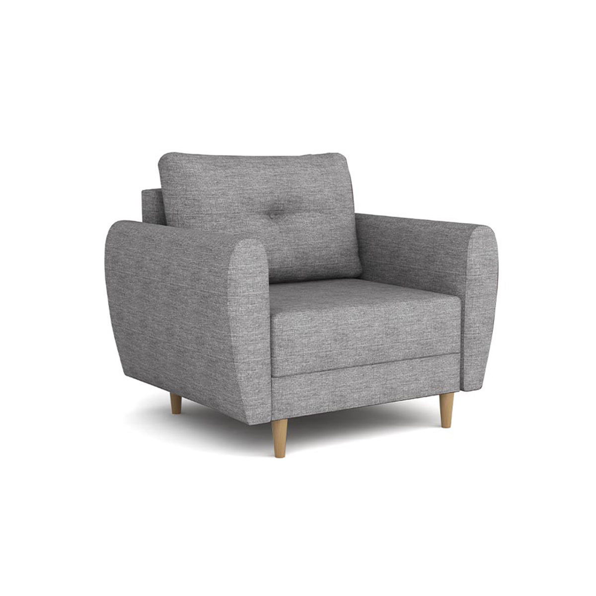 Sessel Harmi 90 cm Aschquarz (SAWANA 32) – skandinavischer Sessel, gepolstert mit Knopf an der Rückenlehne