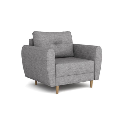 Sessel Harmi 90 cm Aschquarz (SAWANA 32) – skandinavischer Sessel, gepolstert mit Knopf an der Rückenlehne