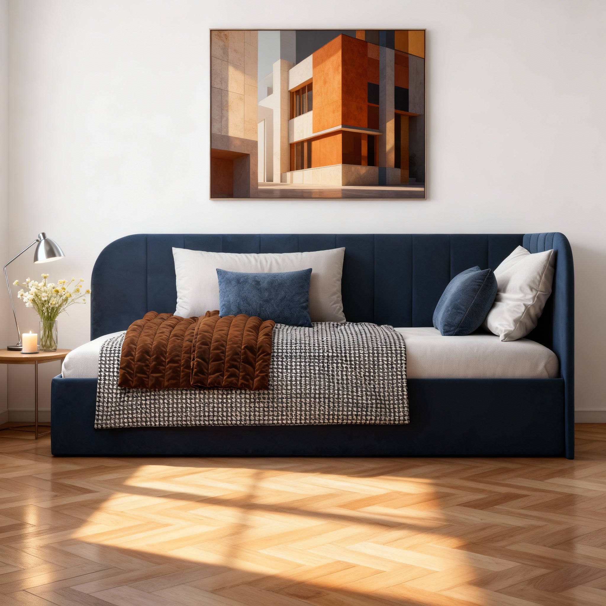 Łóżko narożne z pojemnikiem 101x212 w stylu skandynawskim | Mily